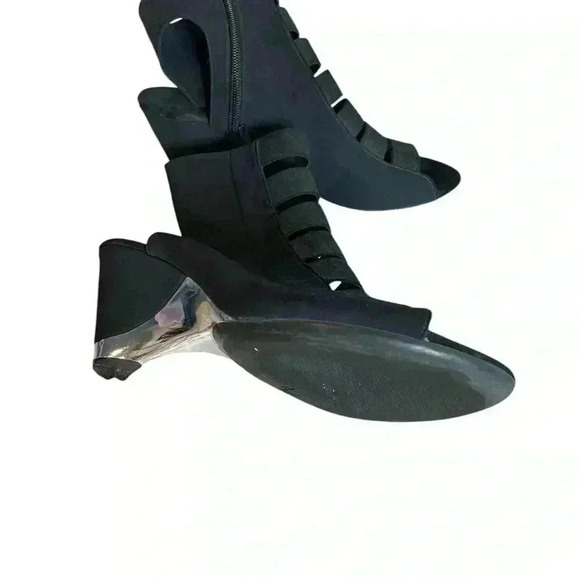 Onex Shoes Black High Heel Wedge Size 6 - Picture 5 of 5